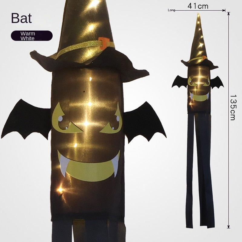2023 Halloween Decoration LED Flashing Light Hanging Skull Horror Pumpkin Bat Home Haunted House Bar Halloween Party Decor acacuss