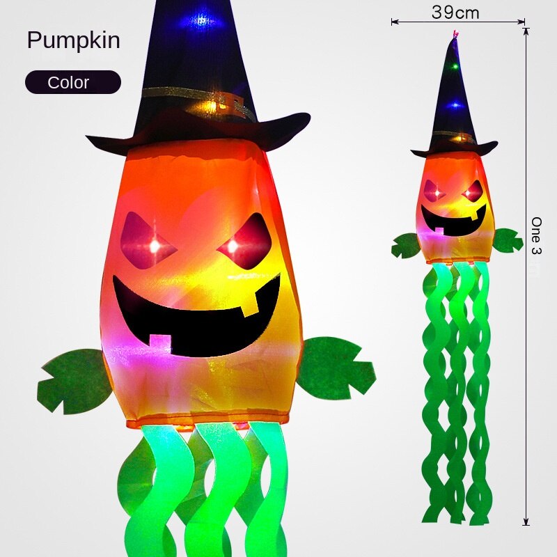 2023 Halloween Decoration LED Flashing Light Hanging Skull Horror Pumpkin Bat Home Haunted House Bar Halloween Party Decor acacuss