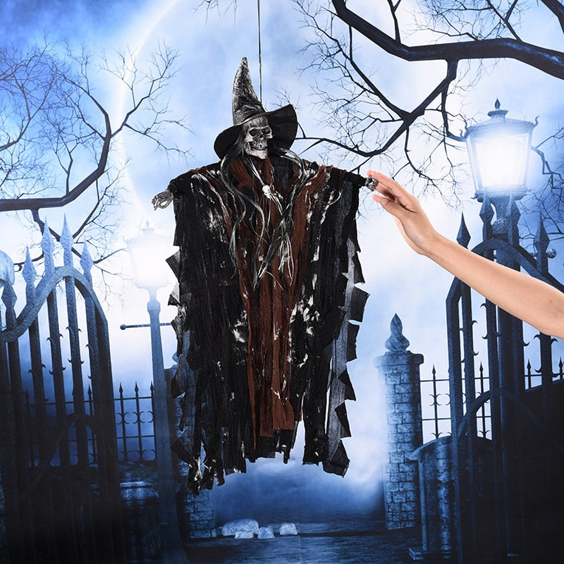 Halloween Decoration Terror Props Ghost House Decoration Sound Emitting Sound Control Skeleton Ghost Head acacuss