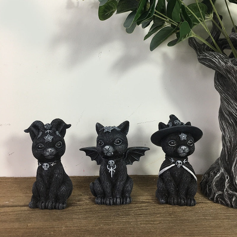 Halloween Decorations Magic Cats Resin Crafts Sculptures Window Tabletop Decorations Lawn Garden Garden Decorations Holiday Gift acacuss