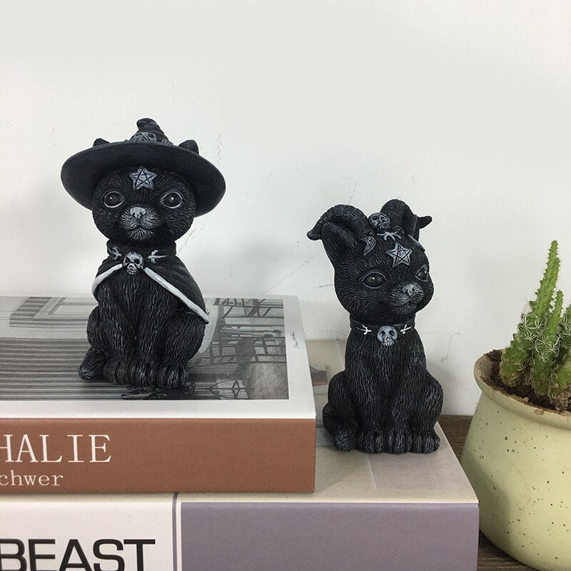Halloween Decorations Magic Cats Resin Crafts Sculptures Window Tabletop Decorations Lawn Garden Garden Decorations Holiday Gift acacuss