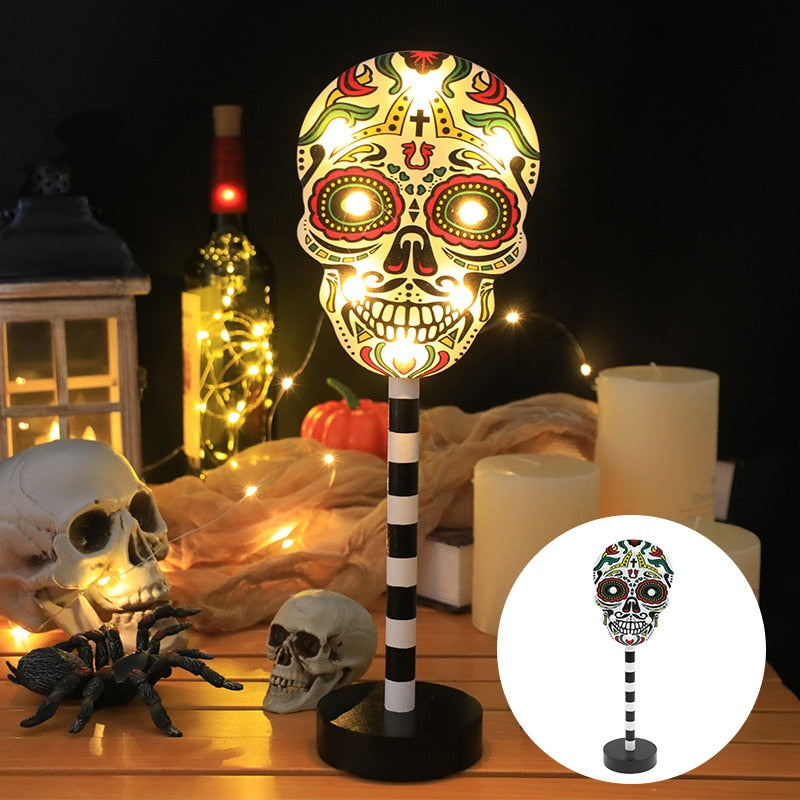 Halloween Decorative Lights Pumpkin Skulls Led Lighted Christmas Decoration Santa Stop Here Sign Lights Board Holiday Party Yard acacuss