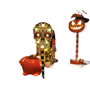 Halloween Decorative Lights Pumpkin Skulls Led Lighted Christmas Decoration Santa Stop Here Sign Lights Board Holiday Party Yard acacuss