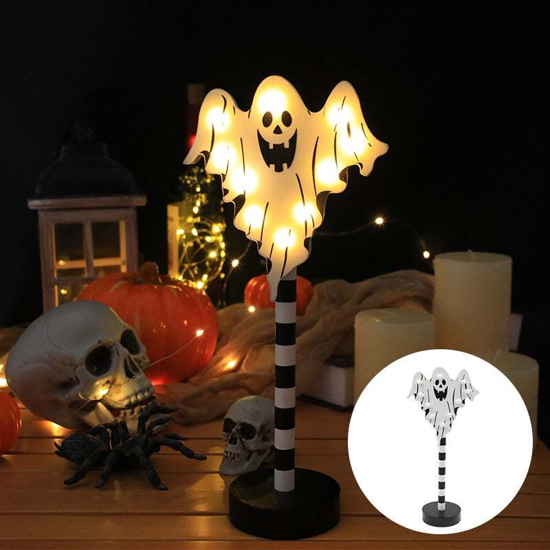 Halloween Decorative Lights Pumpkin Skulls Led Lighted Christmas Decoration Santa Stop Here Sign Lights Board Holiday Party Yard acacuss