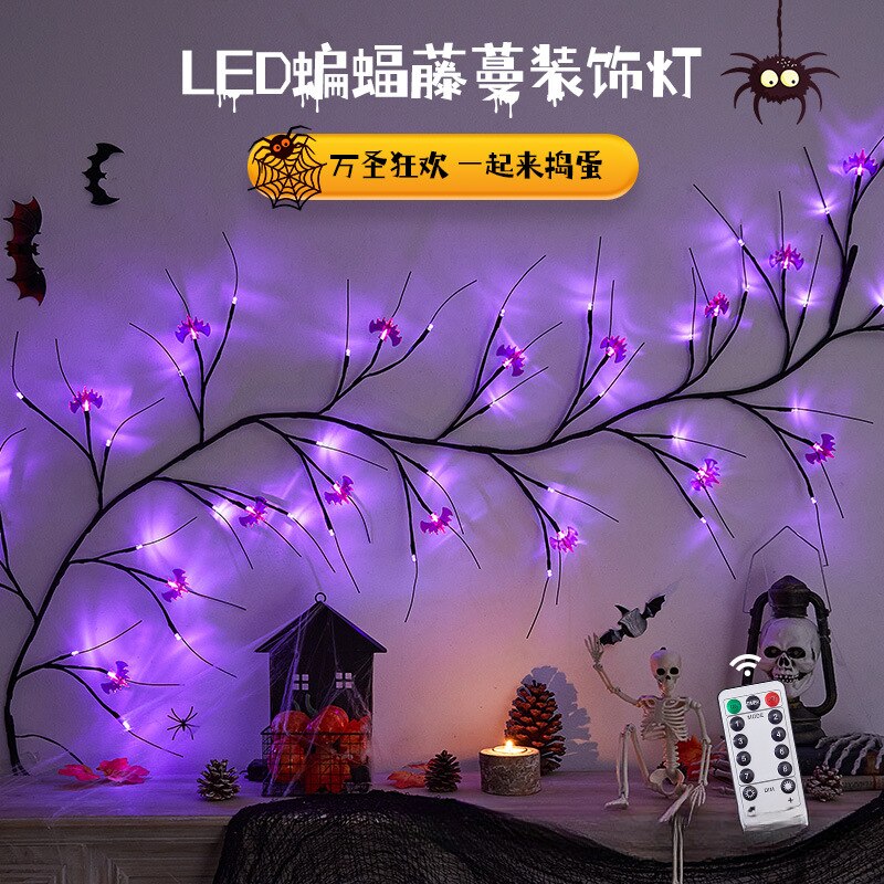 Halloween Decorative Vine Light LED Simulated Tree Light Spider Bat Branch Light Ghost Festival Atmosphere Decoration Light acacuss