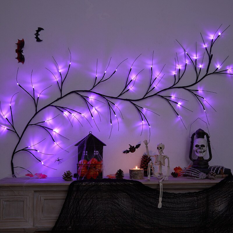 Halloween Decorative Vine Light LED Simulated Tree Light Spider Bat Branch Light Ghost Festival Atmosphere Decoration Light acacuss