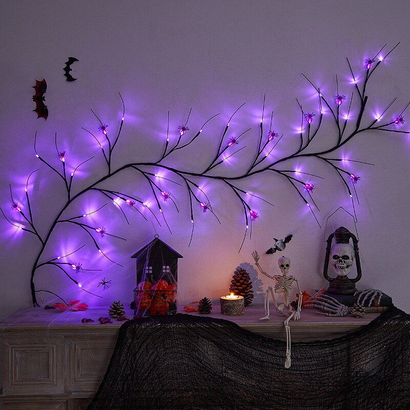 Halloween Decorative Vine Light LED Simulated Tree Light Spider Bat Branch Light Ghost Festival Atmosphere Decoration Light acacuss