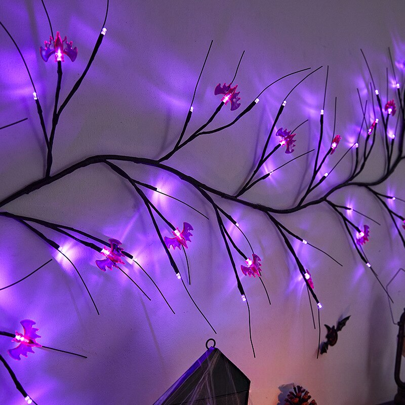 Halloween Decorative Vine Light LED Simulated Tree Light Spider Bat Branch Light Ghost Festival Atmosphere Decoration Light acacuss