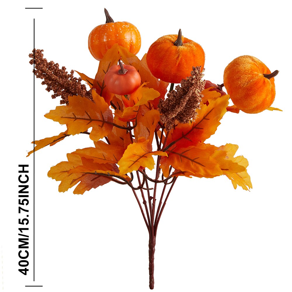 Halloween Fake Smiling Face Pumpkin Silk Maple Leaves Bouquet for Party Thanksgiving Day Home Fireplace Table Autumn Fall Decor acacuss