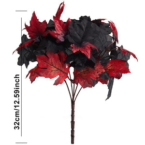 Halloween Fake Smiling Face Pumpkin Silk Maple Leaves Bouquet for Party Thanksgiving Day Home Fireplace Table Autumn Fall Decor acacuss