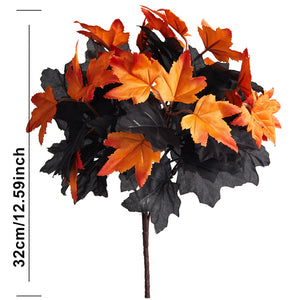 Halloween Fake Smiling Face Pumpkin Silk Maple Leaves Bouquet for Party Thanksgiving Day Home Fireplace Table Autumn Fall Decor acacuss