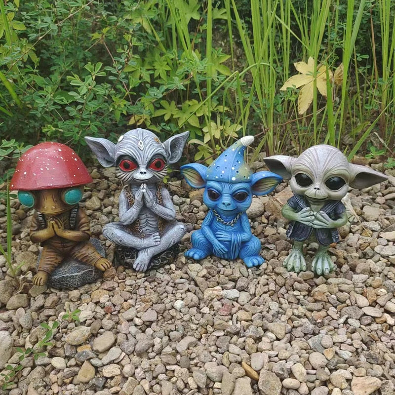 Halloween Garden Ornaments Alien Statues Garden Fairy Garden Decorations Home Accessories Resin Crafts home accessories acacuss