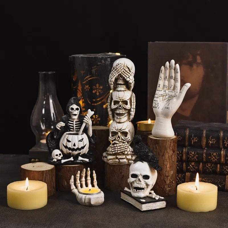 Halloween Ghost Festival Skeleton Figure Decoration Ornaments Horror Skeleton Resin Craft Modern Vintage Human Home Office Decor acacuss