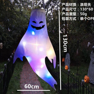 Halloween Ghost Hanging with LED Light Spooky Ghost Flag Indoor Outdoor Prop Decoration Tree Pendant Ornament Party DIY Supplies acacuss