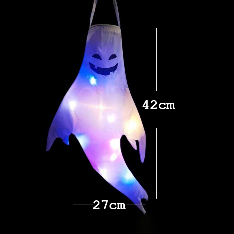 Halloween Ghost Hanging with LED Light Spooky Ghost Flag Indoor Outdoor Prop Decoration Tree Pendant Ornament Party DIY Supplies acacuss