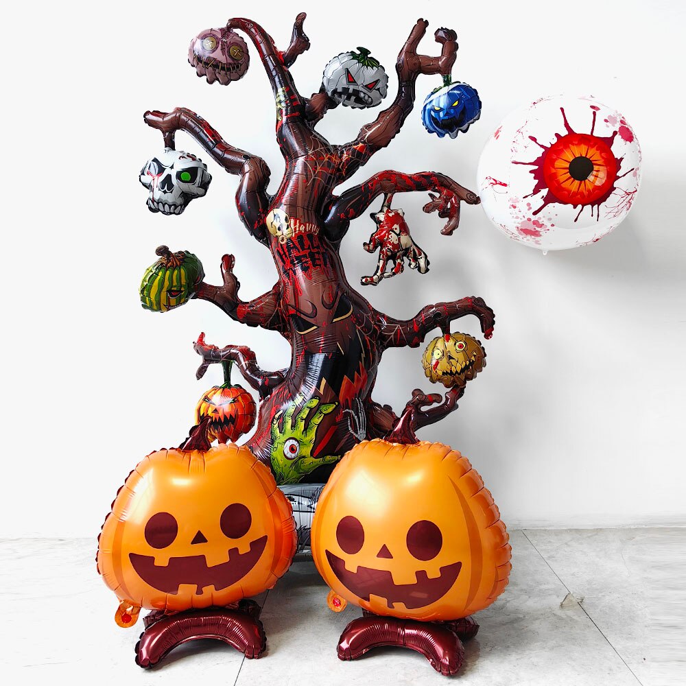 Halloween Ghost Tree Foil Balloon Standing Ghost Tree Pumpkin Eyeballs Balloon Terror Party Decorations Kids inflatables Toys acacuss