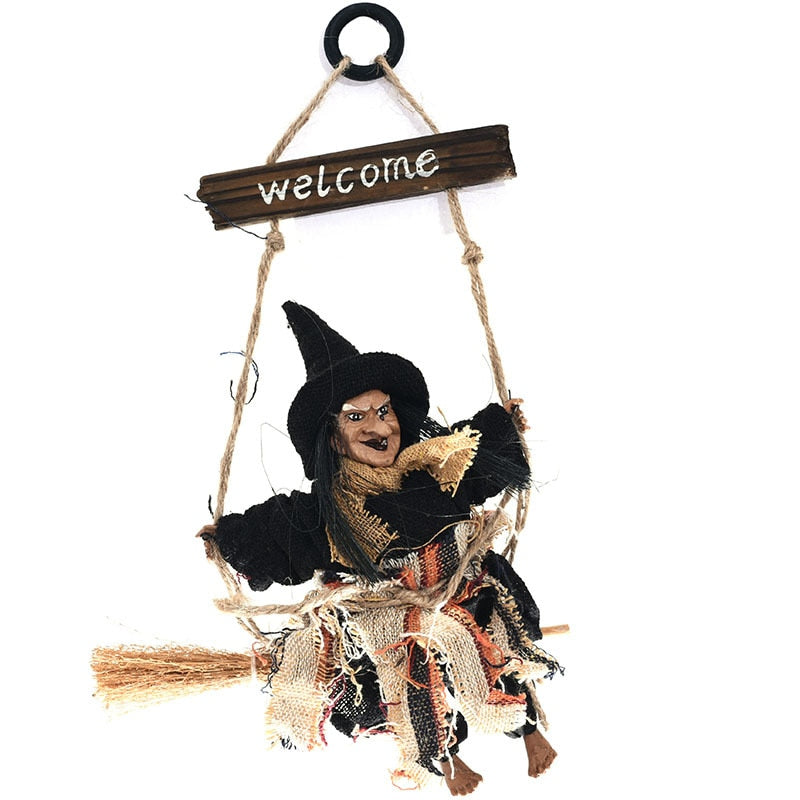 Halloween Hanging Doll Decoration Ghost Witch Horror Scary Hanging Ghost Flying Witch Pendant Festival Bar Home Decoration acacuss
