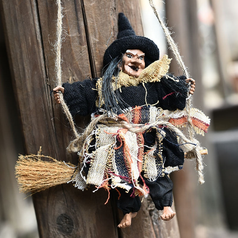 Halloween Hanging Doll Decoration Ghost Witch Horror Scary Hanging Ghost Flying Witch Pendant Festival Bar Home Decoration acacuss