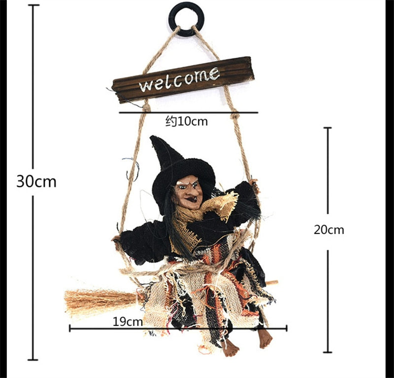 Halloween Hanging Doll Decoration Ghost Witch Horror Scary Hanging Ghost Flying Witch Pendant Festival Bar Home Decoration acacuss