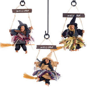 Halloween Hanging Doll Decoration Ghost Witch Horror Scary Hanging Ghost Flying Witch Pendant Festival Bar Home Decoration acacuss