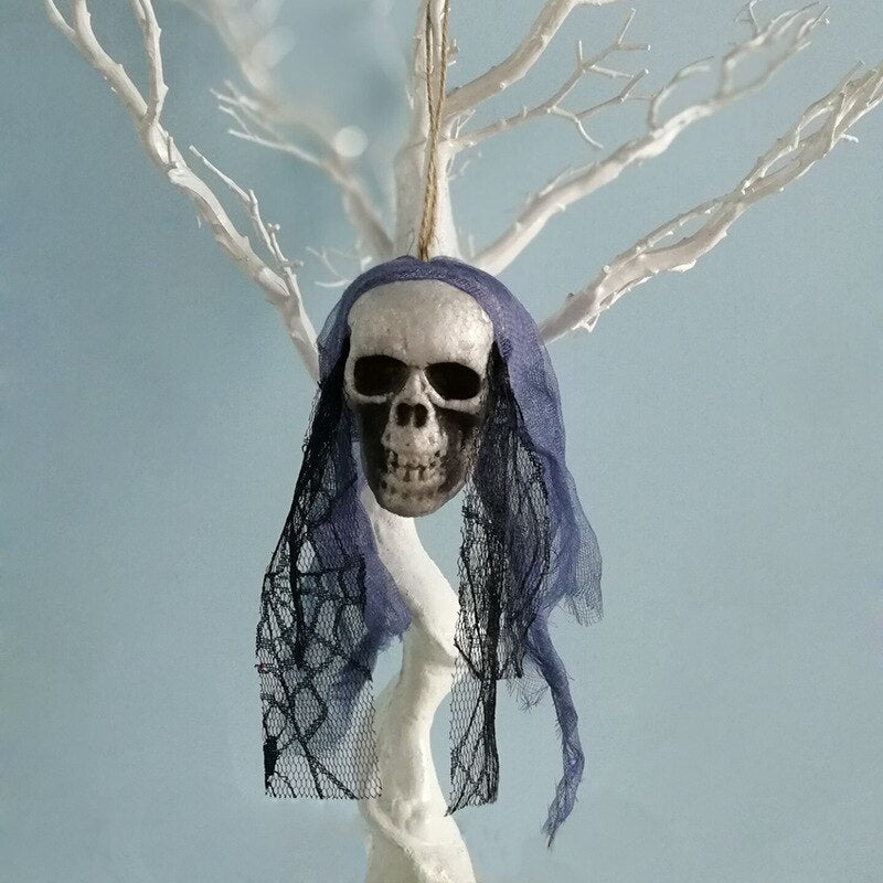 Halloween Hanging Skull Head Ghost Halloween Decoration Haunted House Horror Props Ornament Home Bar Decor Party Pendant acacuss
