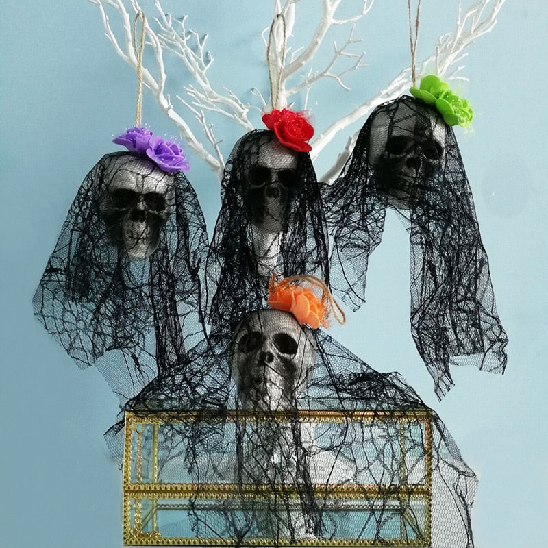Halloween Hanging Skull Head Ghost Halloween Decoration Haunted House Horror Props Ornament Home Bar Decor Party Pendant acacuss