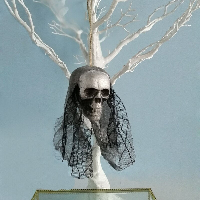 Halloween Hanging Skull Head Ghost Halloween Decoration Haunted House Horror Props Ornament Home Bar Decor Party Pendant acacuss