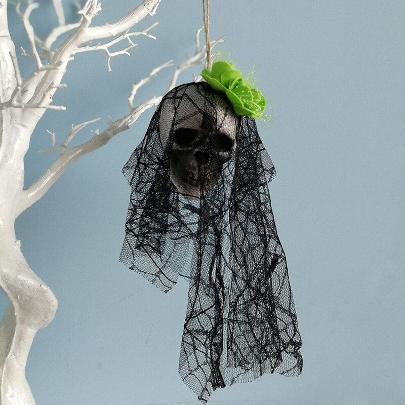 Halloween Hanging Skull Head Ghost Halloween Decoration Haunted House Horror Props Ornament Home Bar Decor Party Pendant acacuss
