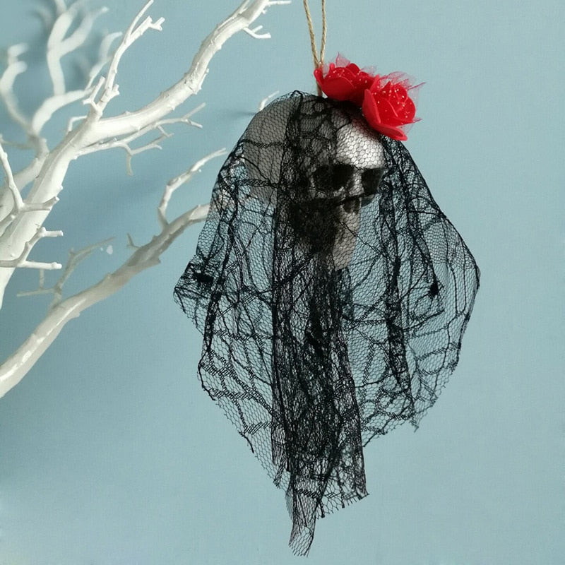 Halloween Hanging Skull Head Ghost Halloween Decoration Haunted House Horror Props Ornament Home Bar Decor Party Pendant acacuss