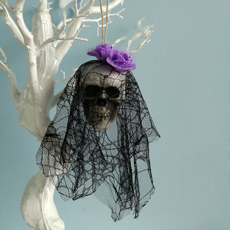 Halloween Hanging Skull Head Ghost Halloween Decoration Haunted House Horror Props Ornament Home Bar Decor Party Pendant acacuss