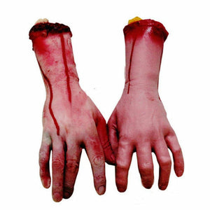 Halloween Horror Fake Arm Hand Latex Simulation Life Size Scary Arm Cut Off Hand Bloody Halloween Prop Haunted Party Decoration acacuss