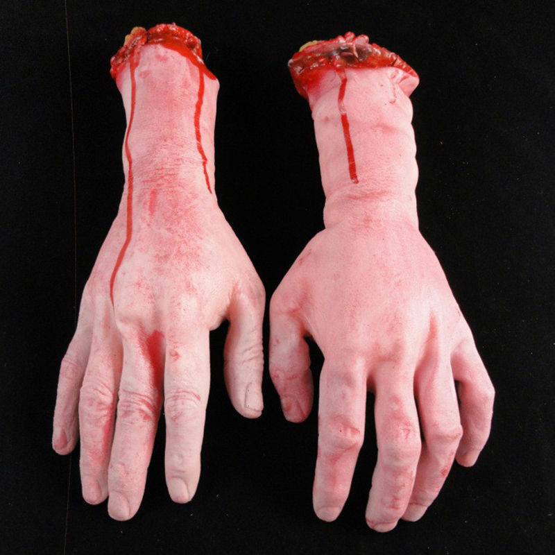 Halloween Horror Fake Arm Hand Latex Simulation Life Size Scary Arm Cut Off Hand Bloody Halloween Prop Haunted Party Decoration acacuss