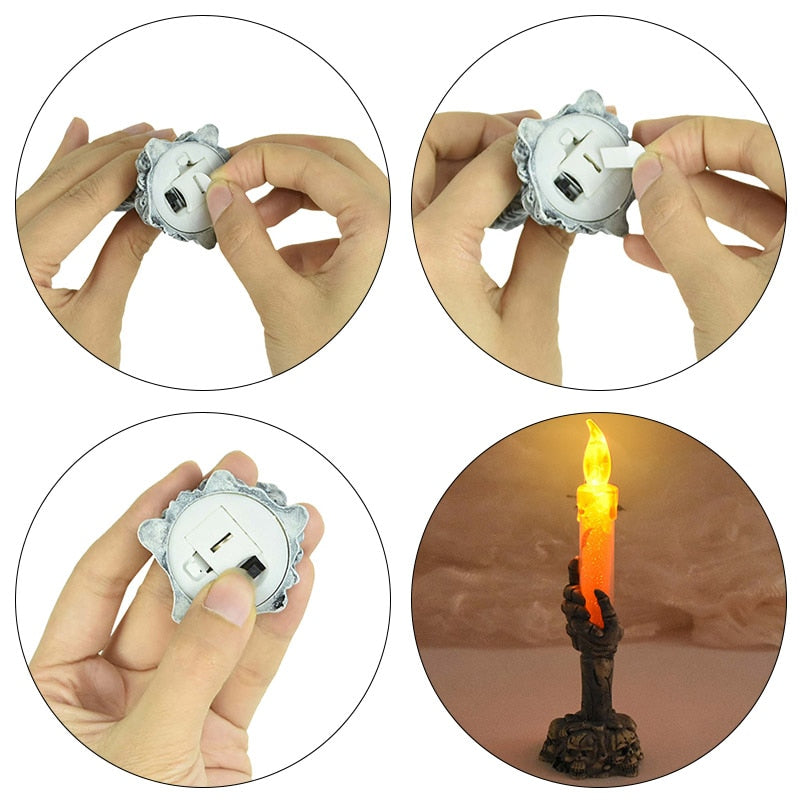 Halloween LED Ghost Skeleton Holding Candle Light lamp Haunted House Bar Party Horror Props Halloween Decoration 2023 acacuss