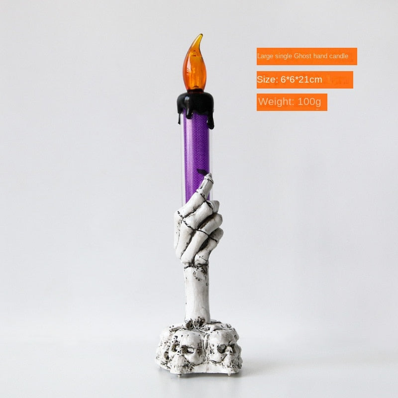 Halloween LED Ghost Skeleton Holding Candle Light lamp Haunted House Bar Party Horror Props Halloween Decoration 2023 acacuss