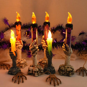 Halloween LED Skeleton Holding Candle Light Party Haunted House Bar Home Decor Horror Props Lantern Halloween Decor acacuss