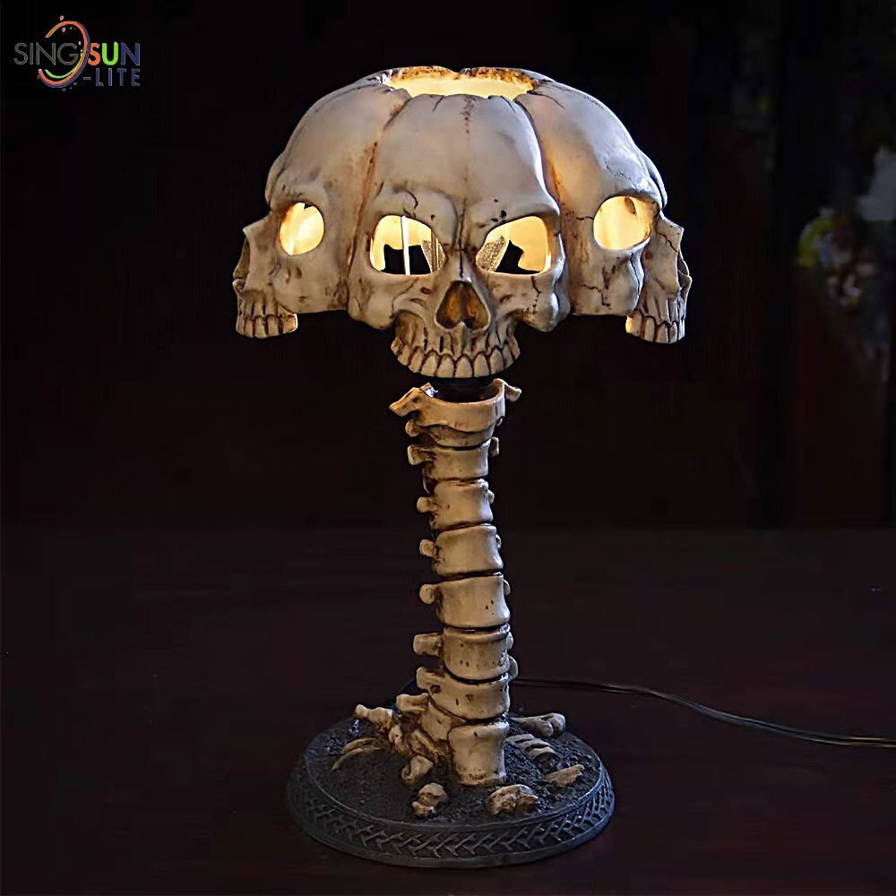 Halloween Luminous Skull Night Light Creative Resin Skull Table Lamp Home Office Decor Desktop Ornament Halloween Party Decora acacuss