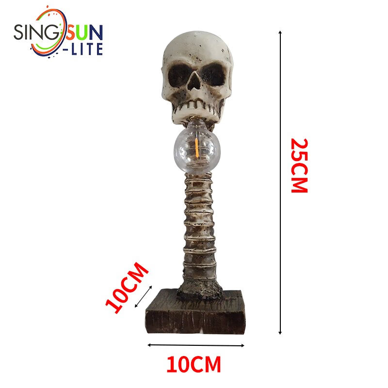 Halloween Luminous Skull Night Light Creative Resin Skull Table Lamp Home Office Decor Desktop Ornament Halloween Party Decora acacuss