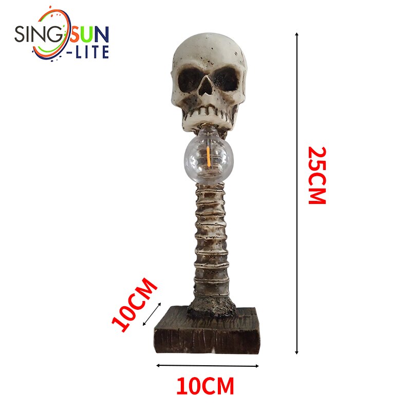 Halloween Luminous Skull Night Light Creative Resin Skull Table Lamp Home Office Decor Desktop Ornament Halloween Party Decora acacuss