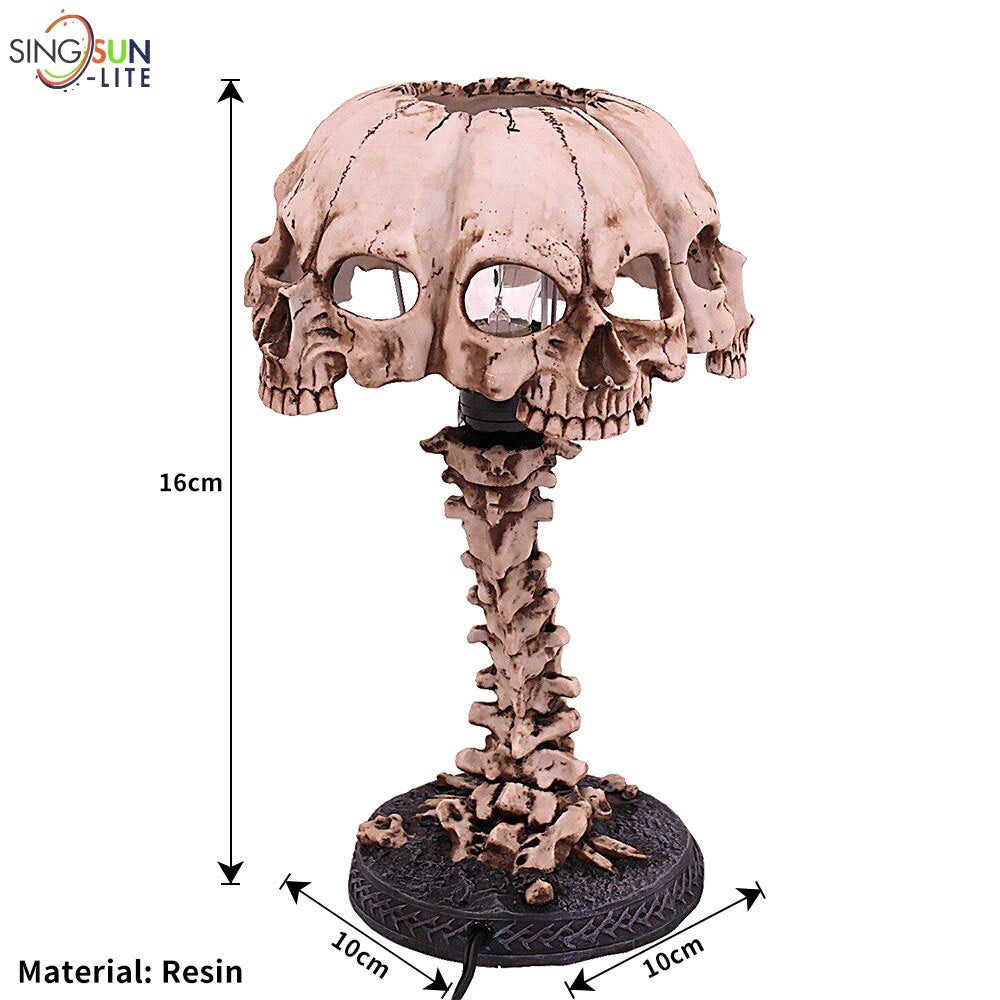 Halloween Luminous Skull Night Light Creative Resin Skull Table Lamp Home Office Decor Desktop Ornament Halloween Party Decora acacuss