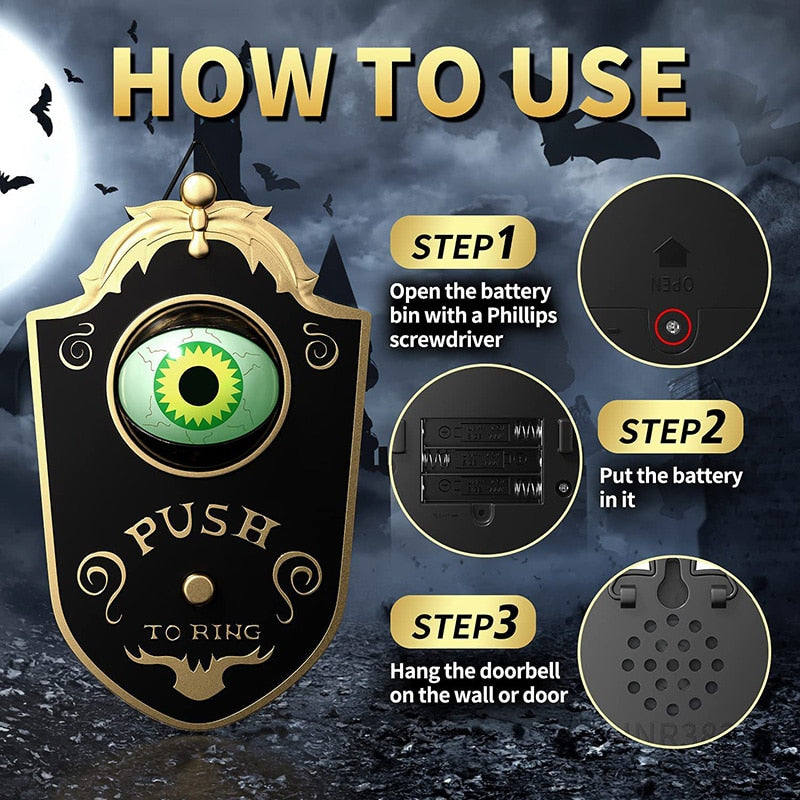 Halloween One Eyed Doorbell Eyeball with Sound Lights Haunted Decorations Horror Props Ghost House Halloween Trick Ornaments acacuss