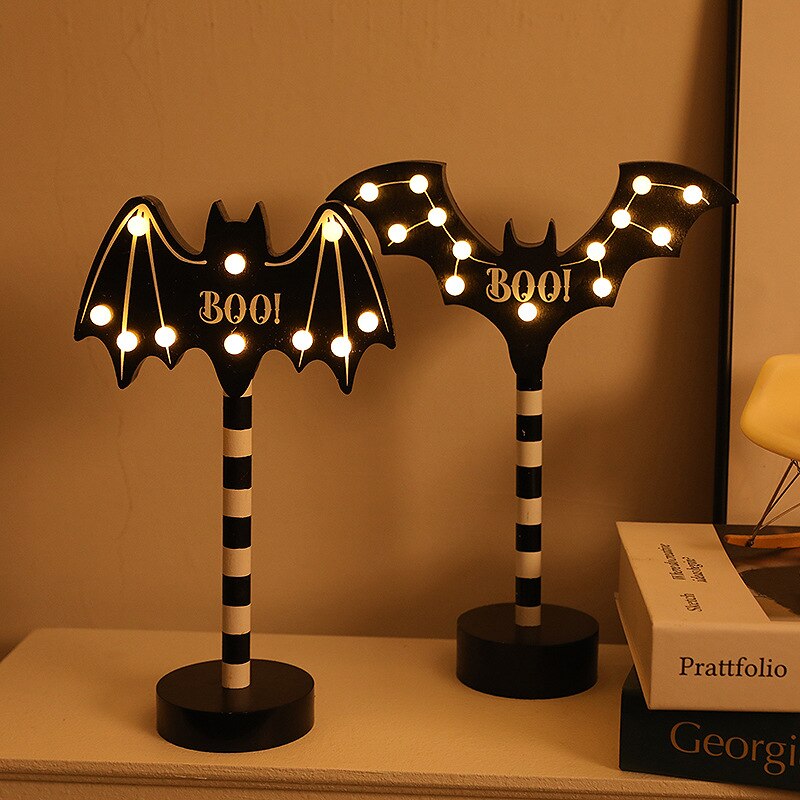 Halloween Party Decors Wood Sign Pumpkin Ghost Bat Night Lamp Halloween Ghost Festival Party Decorations for Home 2023 Christmas acacuss
