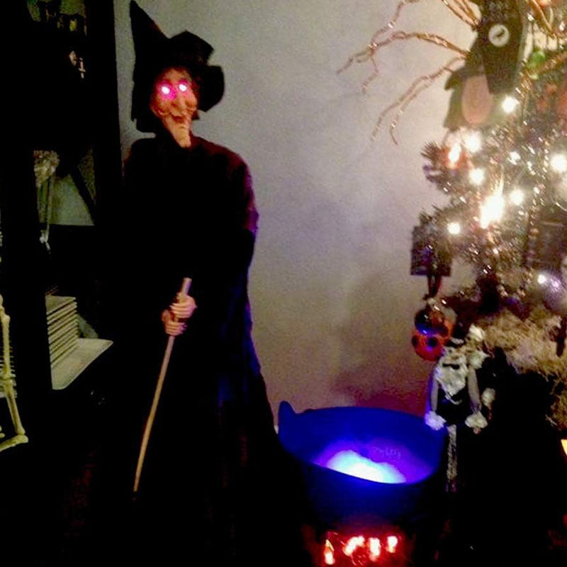 Halloween Party Mist Maker Ultrasonic Water Pond Fountain Fogger With 12 LED Light Flashes For Fish Tank Vase Birdbath Decor acacuss