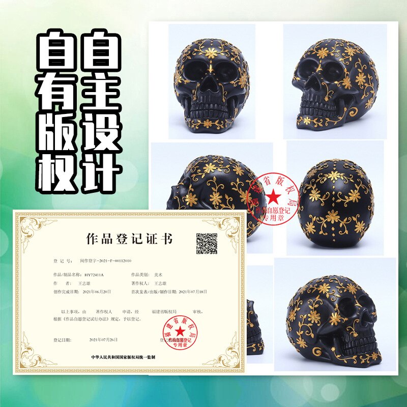 Halloween Pattern Skull Decoration Party Decoration Props Haunted House Holiday Decoration Resin Crafts acacuss