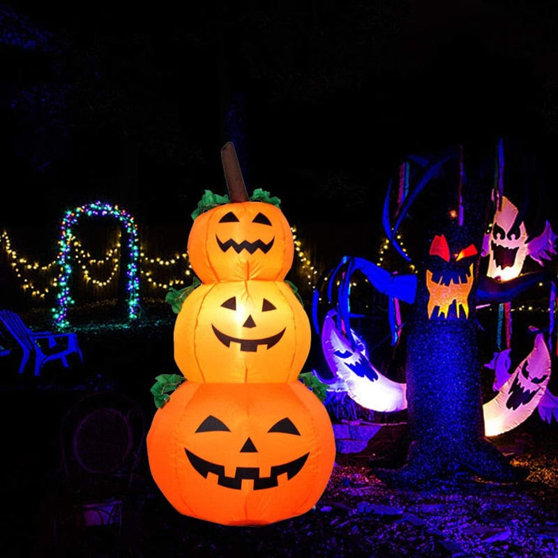 Halloween Pumpkin Ghost 120CM Giant Inflatable LED Lighted Toys 3 Jack-O-Lanterns Yard Graden Home Decoration Party Props Airbow acacuss