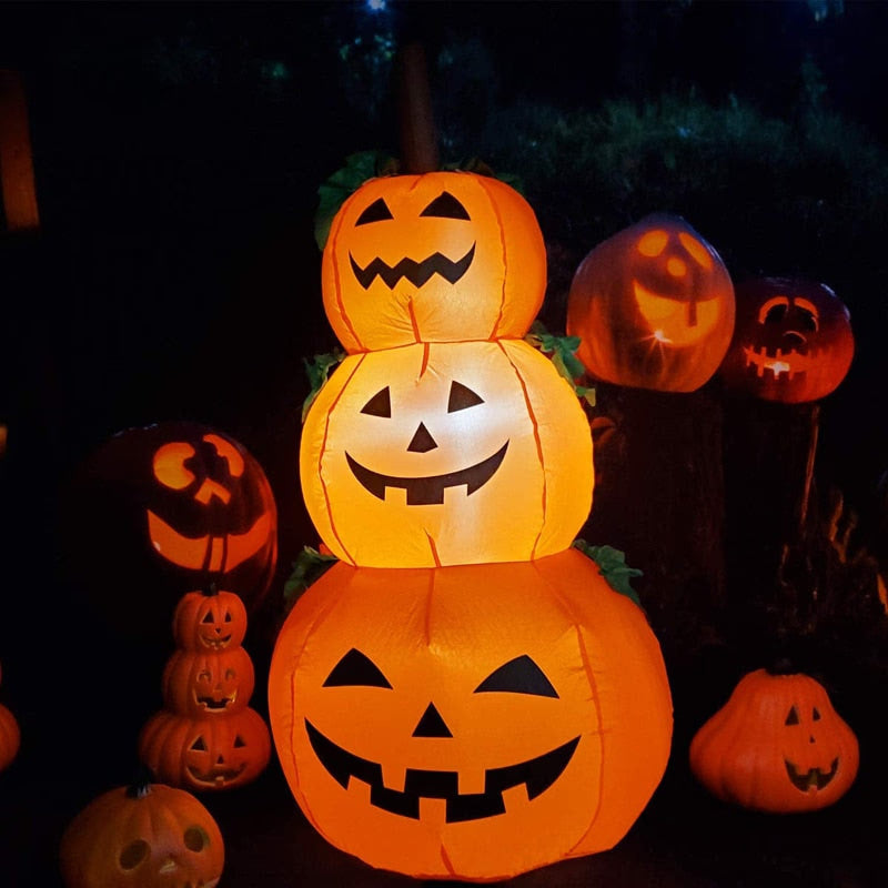 Halloween Pumpkin Ghost 120CM Giant Inflatable LED Lighted Toys 3 Jack-O-Lanterns Yard Graden Home Decoration Party Props Airbow acacuss