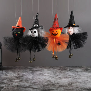 Halloween Pumpkin Ghost Witch Black Cat Pendant Scary Witch Hanging Oranments Happy Halloween Party Decoration for Home 2023 acacuss
