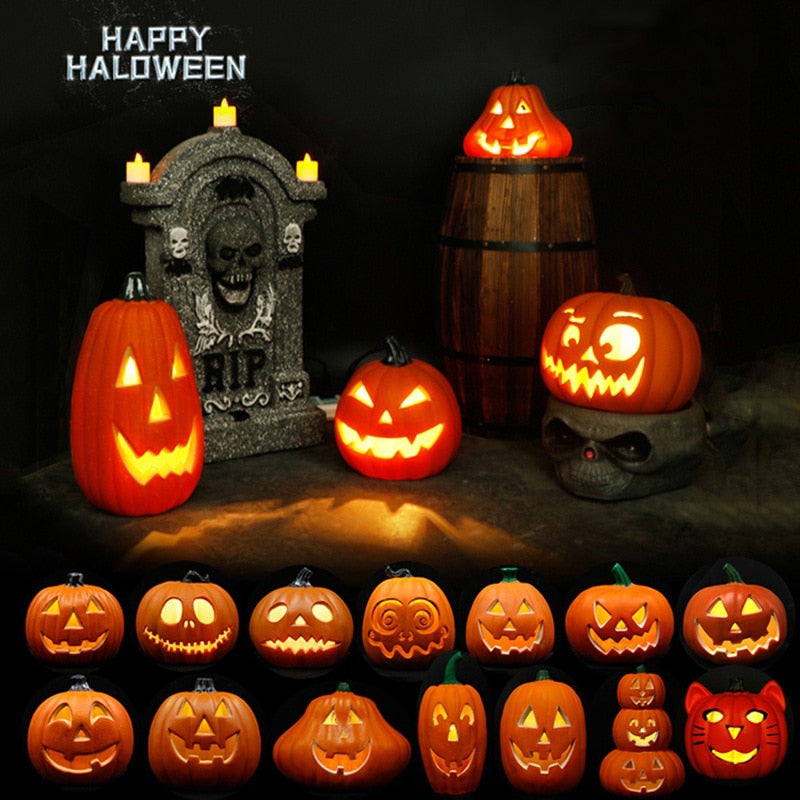 Halloween Pumpkin Led Light Lamp Creative Lantern Decoration Flashing Light Gypsophila Ghost Festival Dress Up Glowing acacuss