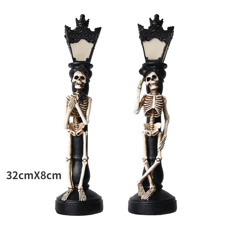 Halloween Resin Glow Skeleton Crow Street Lamp for Home Table Haunted House Bar Horror Props Halloween Party Decoration Supplies acacuss