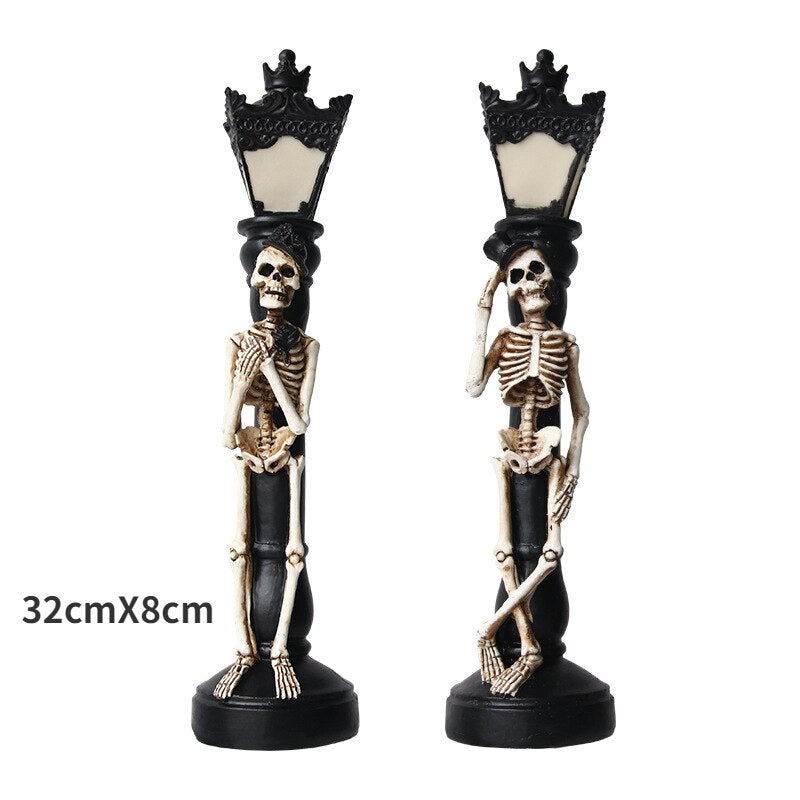 Halloween Resin Glow Skeleton Crow Street Lamp for Home Table Haunted House Bar Horror Props Halloween Party Decoration Supplies acacuss