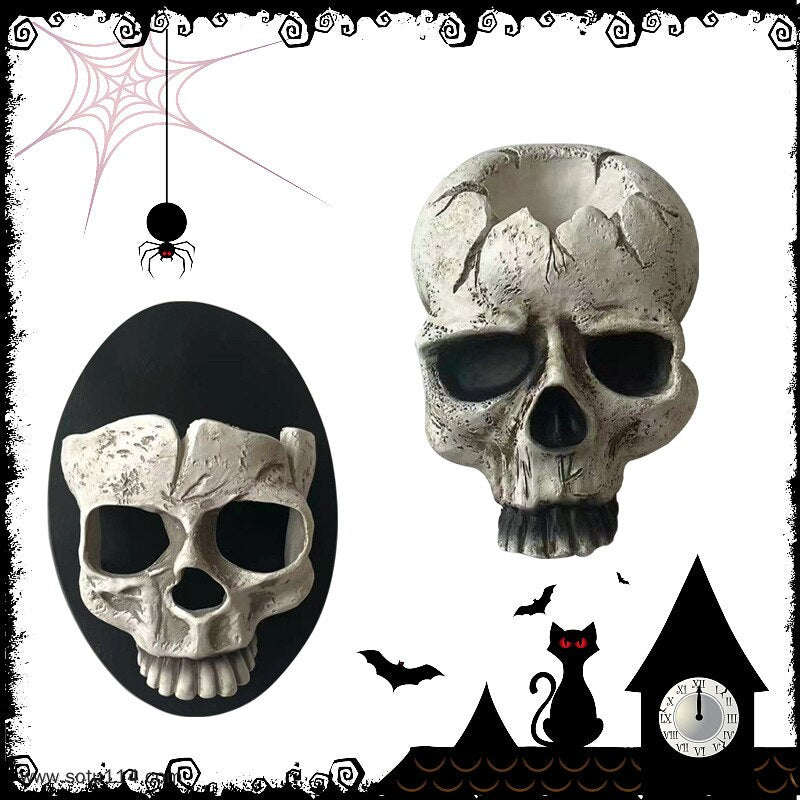 Halloween Skeleton Candle Holder Home Skeleton Candlestick Holder Resin Wall Hanging Ornament Desktop Pendant Living Room Decor acacuss